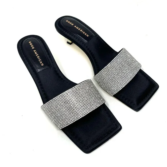 Good American Kickstand Slide Sandal Mules Black Diamond Size 8.5 GA117KD - Picture 4 of 12